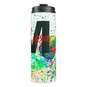 Personalised Guitar and chords splatter Thermal Tu Tumbler