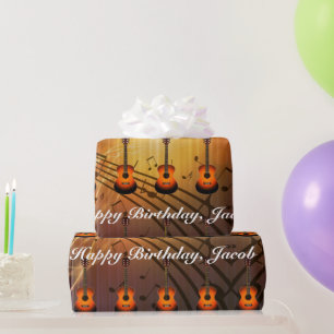 Personalised Guitar and Musical Notes Birthday Wra Wrapping Paper