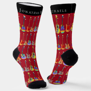 Personalised Guitar Christmas Red Socks