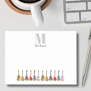Personalised Guitar Musician Songwriter Monogram Post-it Notes