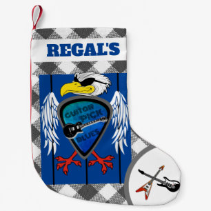 Personalised Guitar Pick Blues Regal Eagle Small Christmas Stocking