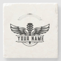 Personalised Guitar Player Gift Stone Coaster