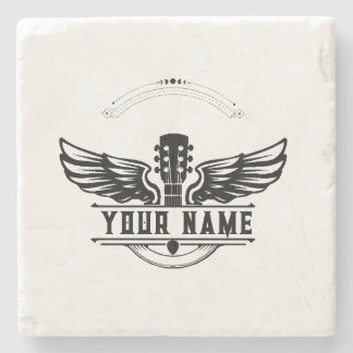 Personalised Guitar Player Gift Stone Coaster