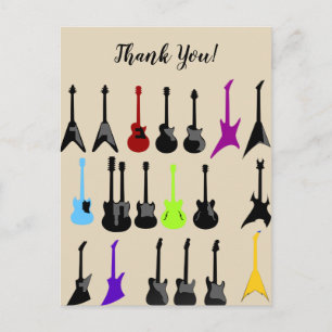 Personalised Guitar Print Thank You Postcard