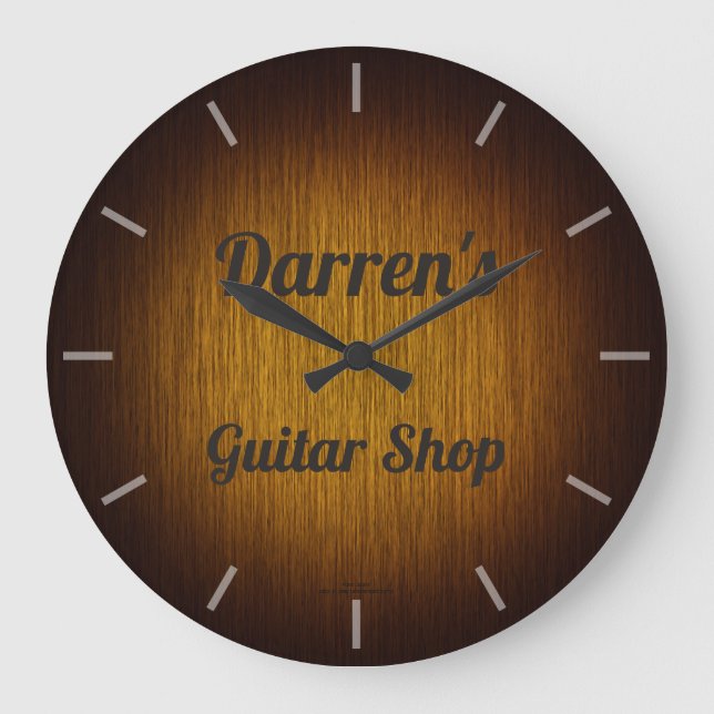 Personalised Guitar Shop Tobacco Sunburst Clock (Front)