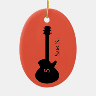Personalised guitar-themed music ceramic tree decoration