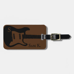 Personalised guitar-themed music luggage tag