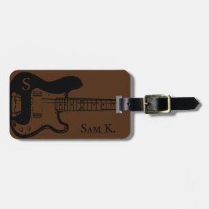 Personalised guitar-themed music luggage tag