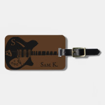 Personalised guitar-themed music luggage tag