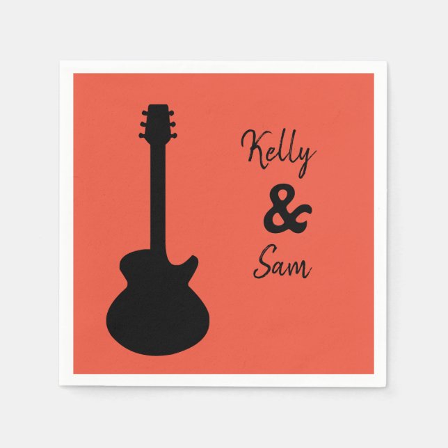 Personalised guitar-themed music  napkin (Front)