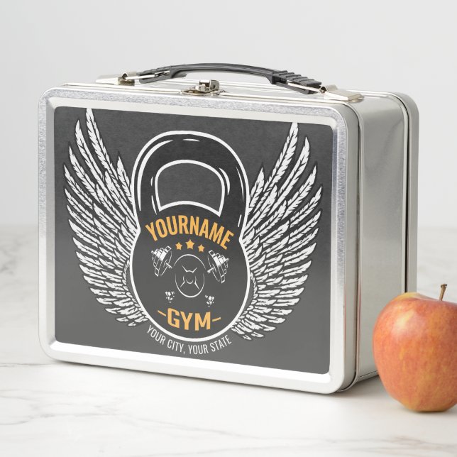 Personalised GYM Fitness Trainer Kettlebell  Metal Lunch Box (In Situ)