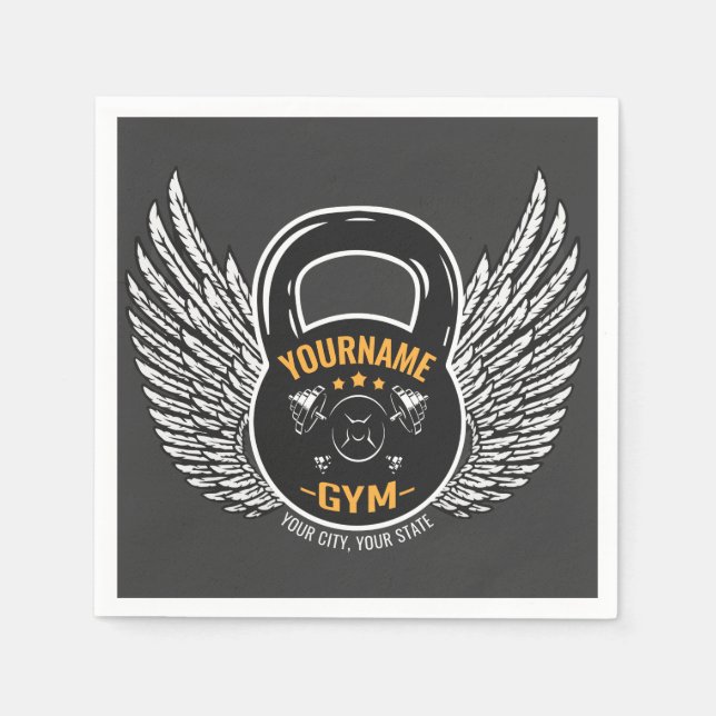 Personalised GYM Fitness Trainer Kettlebell  Napkin (Front)