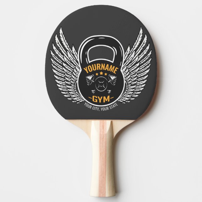 Personalised GYM Fitness Trainer Kettlebell Ping Pong Paddle (Front)