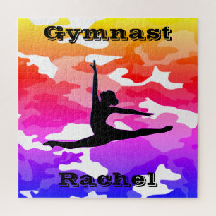 Personalised Gymnast Camouflage Jigsaw Puzzle
