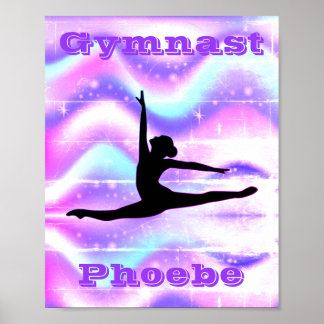 Personalised Gymnast Name Purple Gymnastics Poster