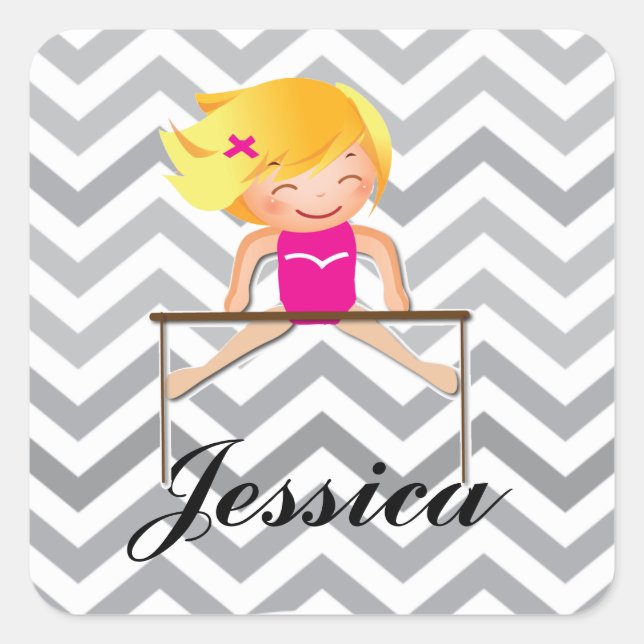 Personalised Gymnastic Girl Gifts Square Sticker (Front)