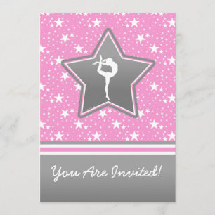 Personalised Gymnastics Among the Stars in Pink Invitation