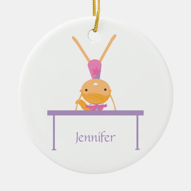 Personalised gymnastics balance beam kids ornament (Front)