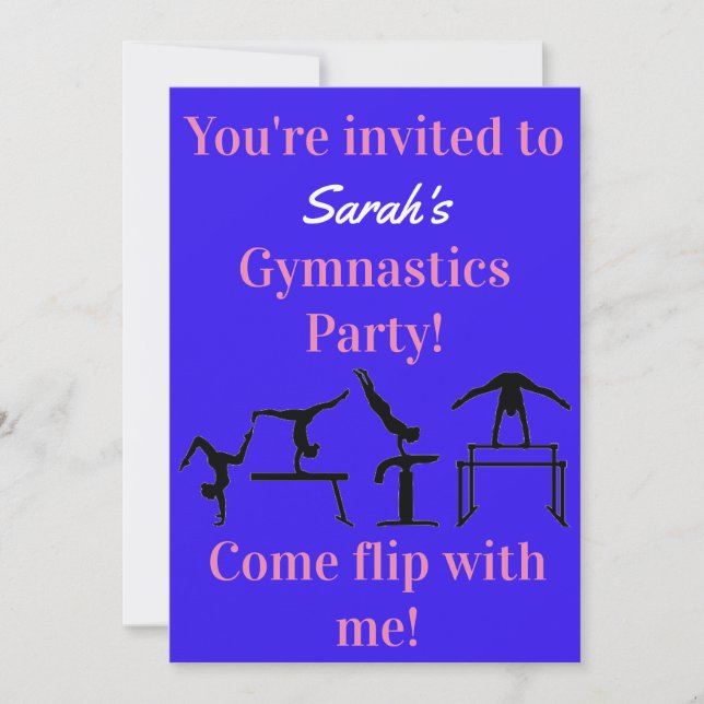 Personalised Gymnastics Birthday Party Invitation (Front)