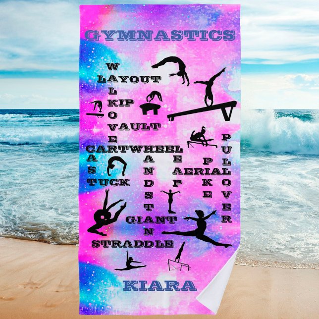 Personalised Gymnastics Crosswords Beach Towel (Creator Uploaded)