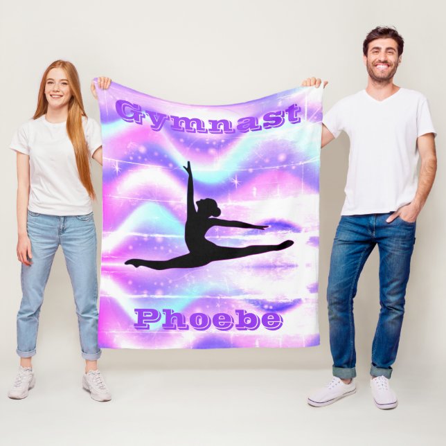 Personalised Gymnastics Fleece Blanket for Girls (In Situ)