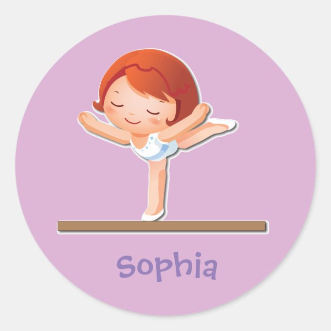 Personalised Gymnastics Gifts Classic Round Sticker (Front)