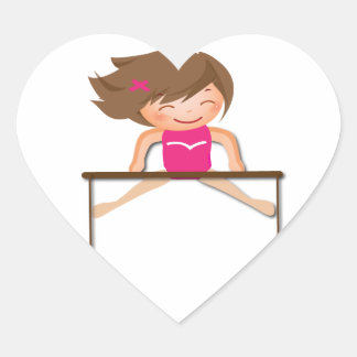 Personalised GYMNASTICS Girl Bars Gifts Heart Sticker