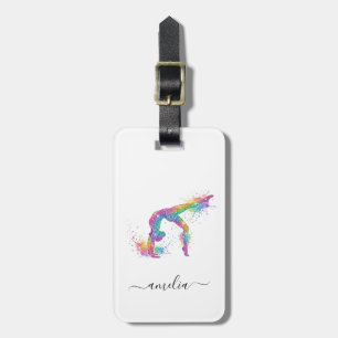 Personalised Gymnastics Glitter Luggage Tag