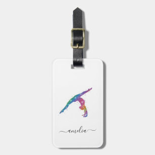 Personalised Gymnastics Glitter Luggage Tag