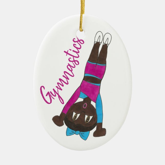 Personalised Gymnastics Gym Coach Gymnast Gift Ceramic Tree Decoration (Front)