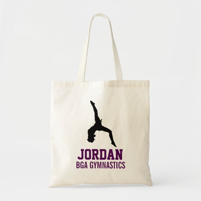 Personalised Gymnastics Gymnast Name, Number, Team Tote Bag (Front)