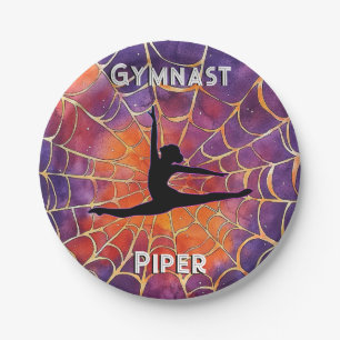Personalised Gymnastics Halloween Spiderweb Paper Plate