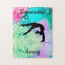 Personalised Gymnastics Hearts Jigsaw Puzzle