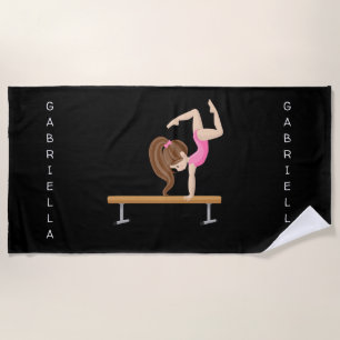 Personalised Gymnastics On Balance Beam Beach Towel