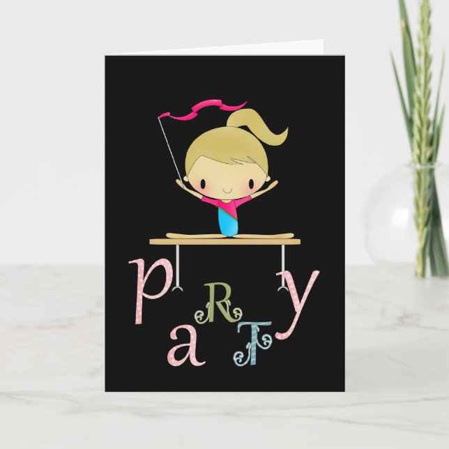 Personalised gymnastics party cards (Front)