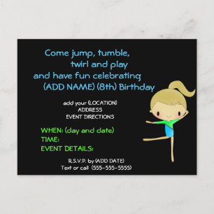 Personalised Gymnastics Party invitations