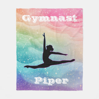 Personalised Gymnastics Rainbow Wave Fleece Blanket