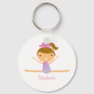 Personalised gymnastics split girls kids keychain