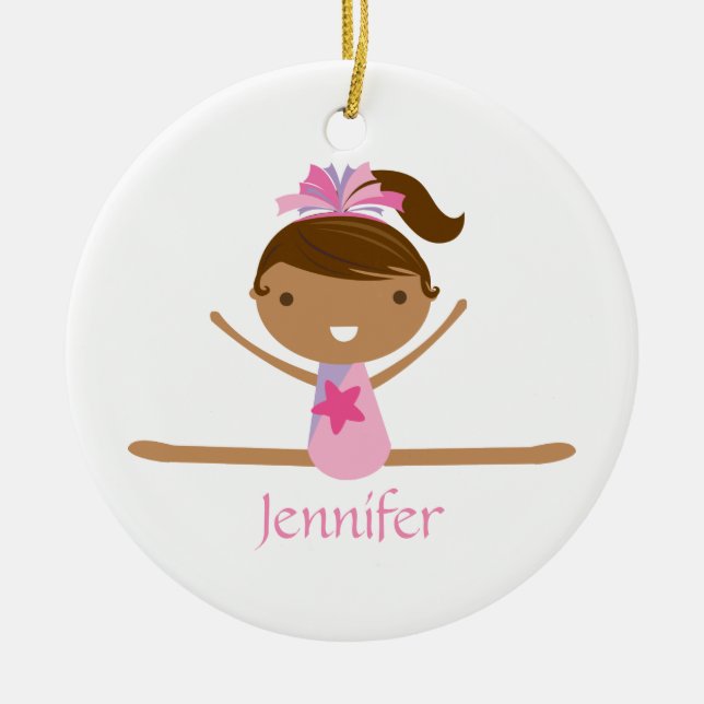 Personalised gymnastics split girl's kids ornament (Front)