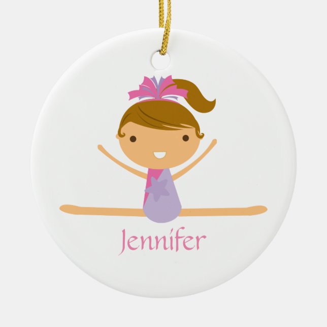 Personalised gymnastics split girl's kids ornament (Front)