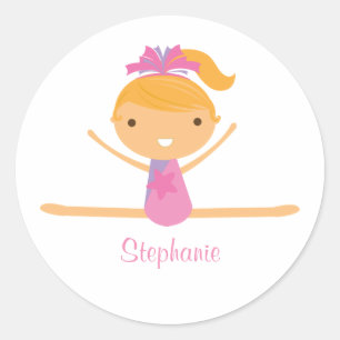 Personalised gymnastics split girl's kids stickers