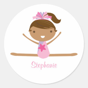 Personalised gymnastics split girl's kids stickers