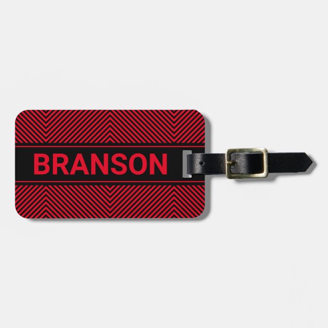 Personalised H Bar Red ED Luggage Tag (Front Horizontal)