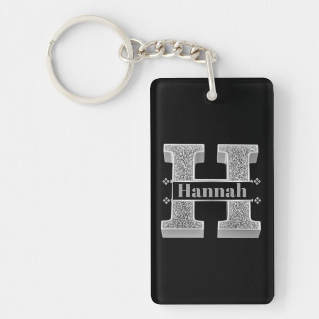 Personalised H Initial Silver Monogram Your Name   Key Ring (Front)