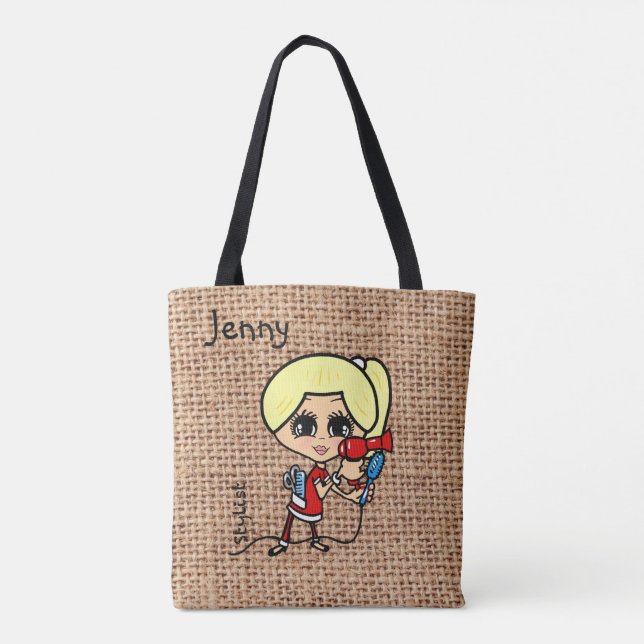 Personalised Hair Stylist Bag Caricature blonde (Back)