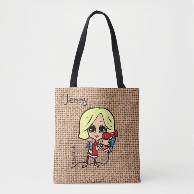 Personalised Hair Stylist Bag Caricature blonde (Front)