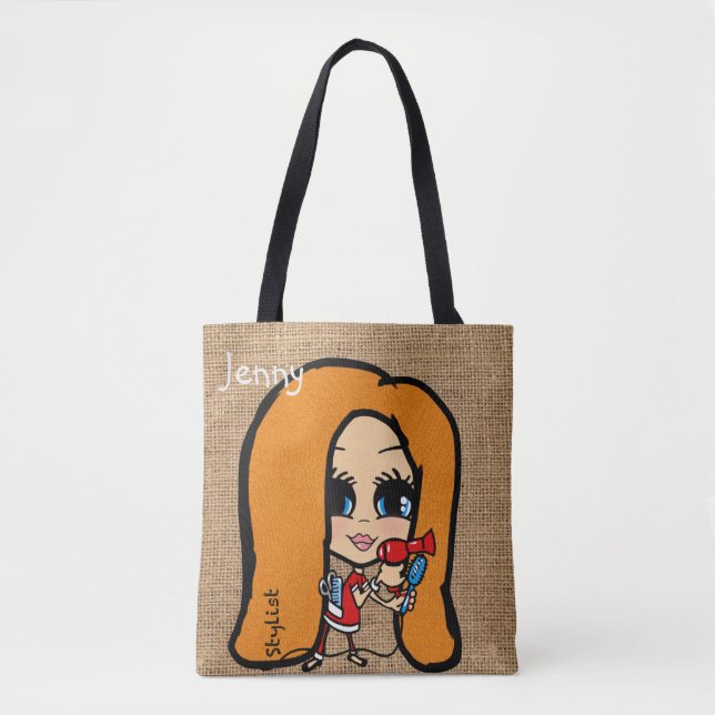 Personalised Hair Stylist Bag Caricature red head (Front)