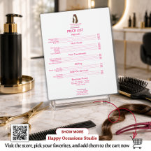 Personalised Hair Stylist Price List