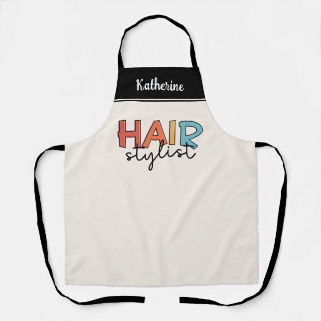 Personalised Hair Stylist Retro Hairdresser Gift Apron (Front)