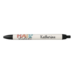 Personalised Hair Stylist Retro Hairdresser Gift Black Ink Pen